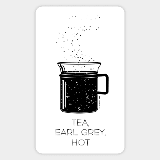 Tea, Earl Grey, Hot - Captain Picard, Star Trek TNG, Star field (light backgrounds) Sticker